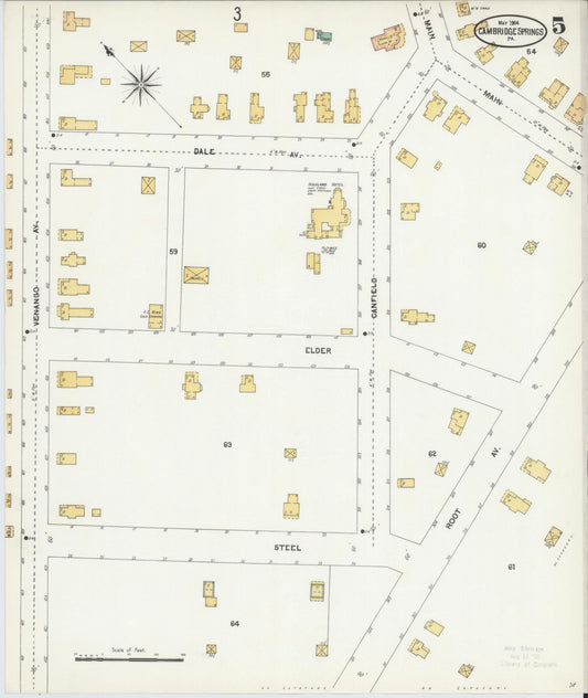 Sanborn Fire Insurance Map from Cambridge Springs, Crawford County, Pennsylvania (1904), Sheet #0005 - Historic Sanborn Fire Insurance Map Print, vintage old map wall art, antique decor, genealogy gift, Pennsylvania Pennsylvania map