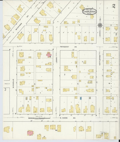 Sanborn Fire Insurance Map from Charlevoix, Charlevoix County, Michigan (1917), Sheet #0002 - Complete Map Set gallery image, historic Sanborn map, vintage wall art, Michigan Michigan