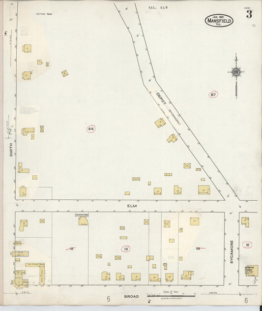 Sanborn Fire Insurance Map from Mansfield, Tarrant County, Texas (1933), Sheet #0003 - Historic Sanborn Fire Insurance Map Print, vintage old map wall art, antique decor, genealogy gift, Texas Texas map