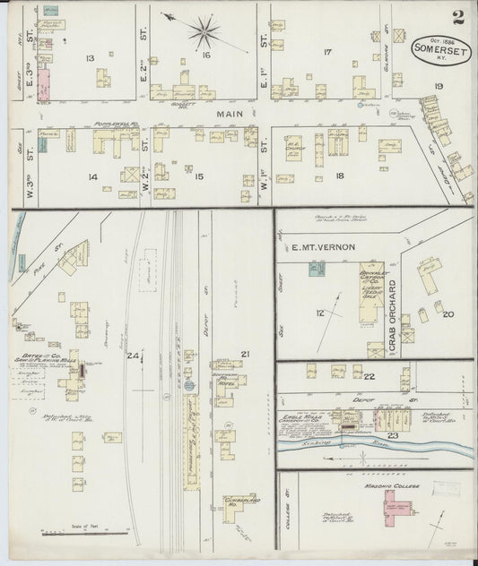 Sanborn Fire Insurance Map from Somerset, Pulaski County, Kentucky (1886), Sheet #0002 - Historic Sanborn Fire Insurance Map Print, vintage old map wall art, antique decor, genealogy gift, Kentucky Kentucky map