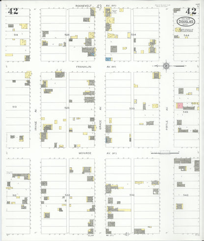 Sanborn Fire Insurance Map from Douglas, Cochise County, Arizona (1929), Sheet #0042 - Complete Map Set gallery image, historic Sanborn map, vintage wall art, Arizona Arizona