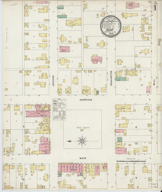 Sanborn Fire Insurance Map from Hope, Bartholomew County, Indiana (1896), Sheet #0001 - Complete Map Set gallery image, historic Sanborn map, vintage wall art, Indiana Indiana