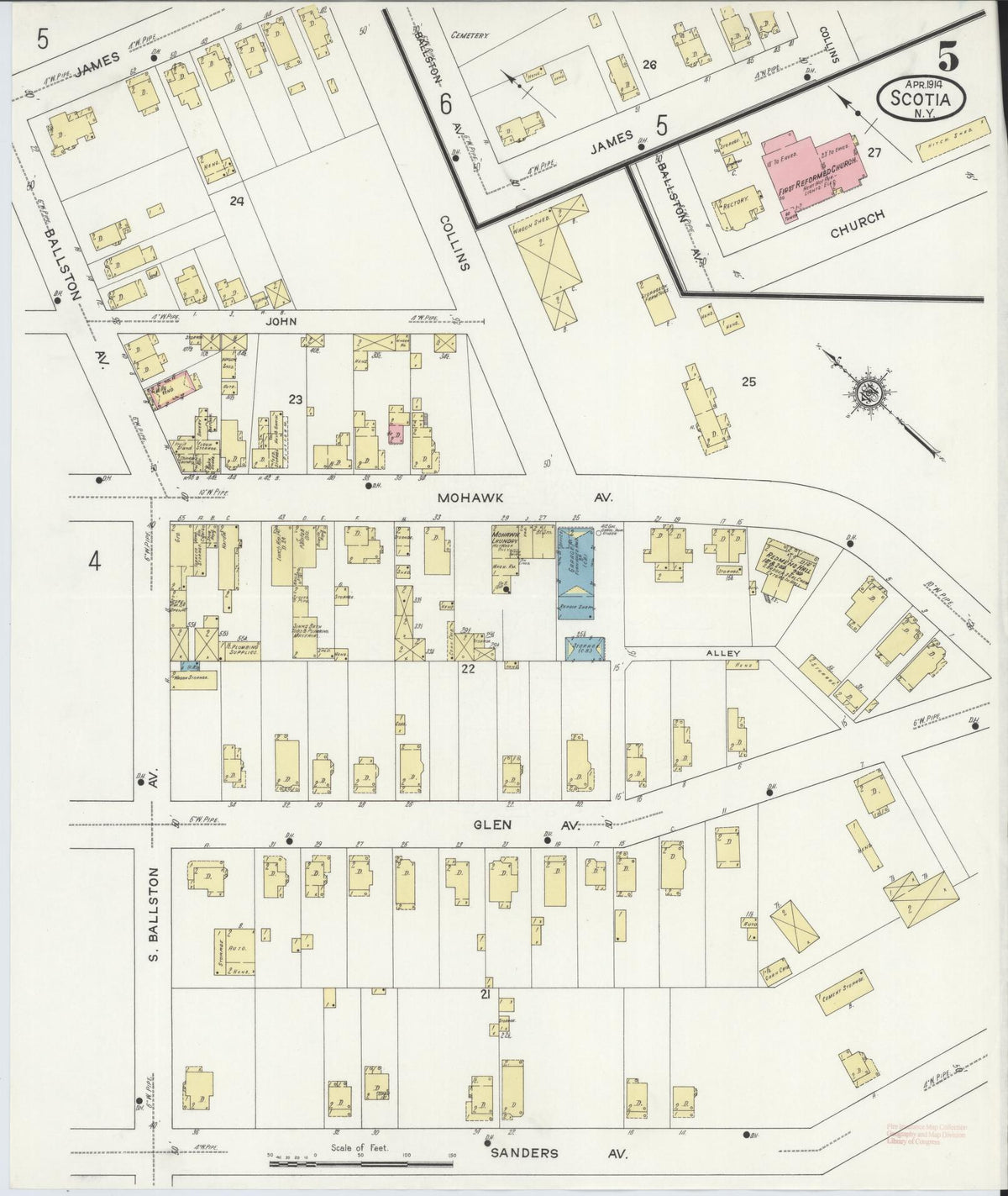 Sanborn Fire Insurance Map from Scotia, Schenectady County, New York (1914), Sheet #0005 - Historic Sanborn Fire Insurance Map Print, vintage old map wall art, antique decor, genealogy gift, New York New York map