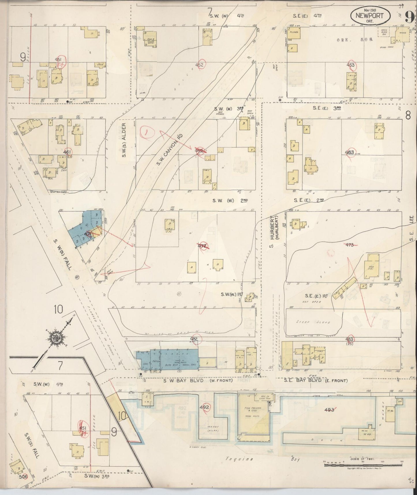 Sanborn Fire Insurance Map from Newport, Lincoln County, Oregon (1940), Sheet #0009 - Complete Map Set gallery image, historic Sanborn map, vintage wall art, Oregon Oregon