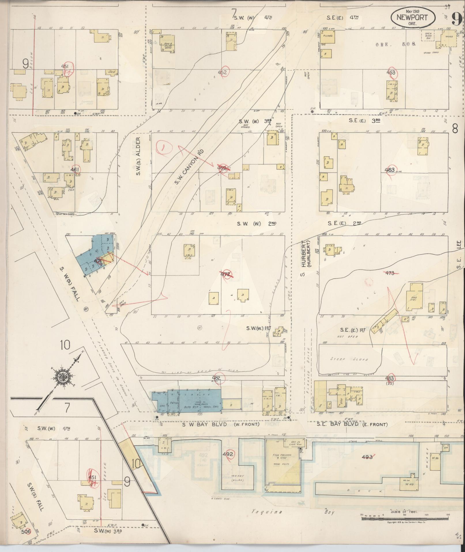 Sanborn Fire Insurance Map from Newport, Lincoln County, Oregon (1940), Sheet #0009 - Complete Map Set gallery image, historic Sanborn map, vintage wall art, Oregon Oregon