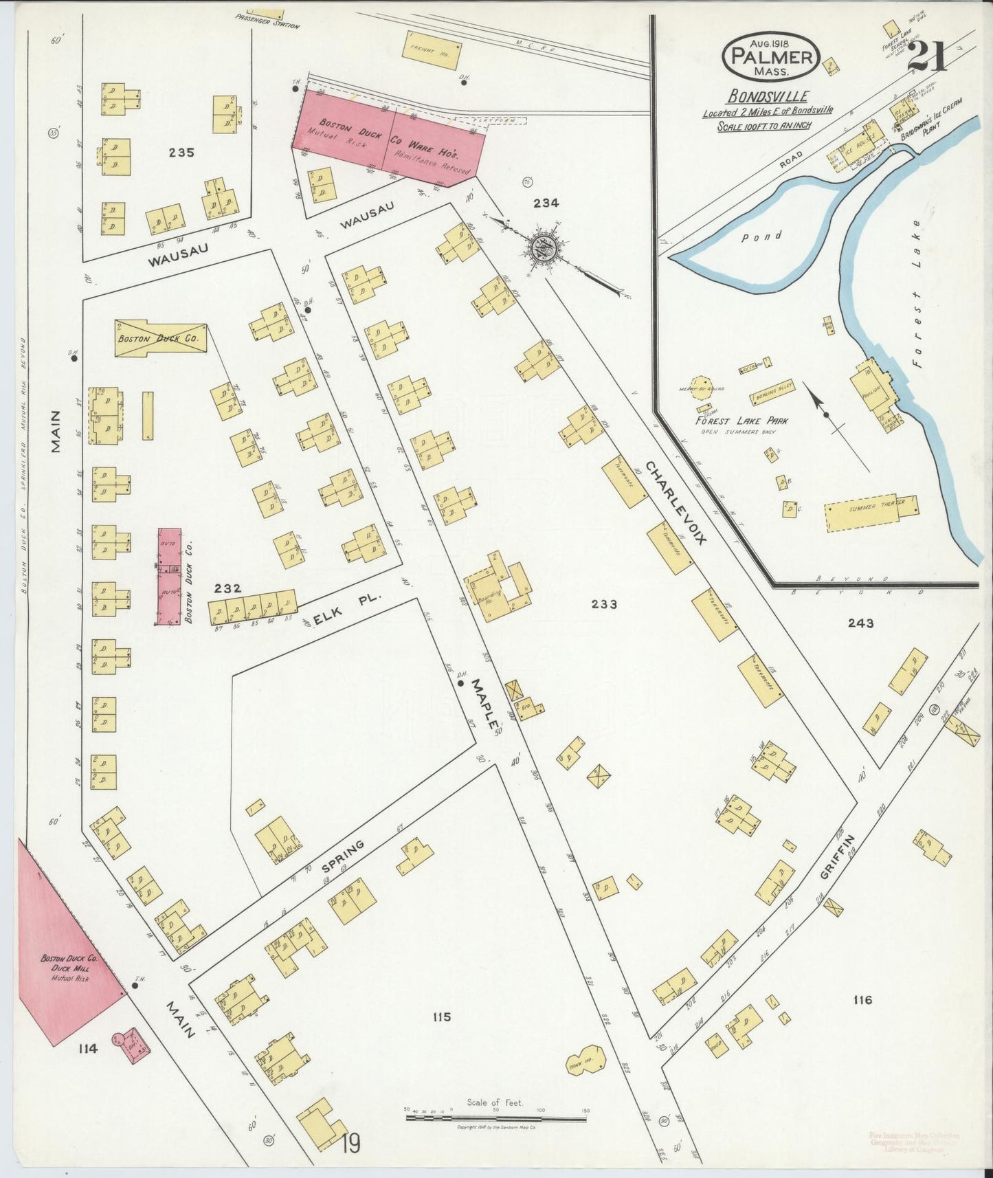 Sanborn Fire Insurance Map from Palmer, Hampden County, Massachusetts (1918), Sheet #0021 - Complete Map Set gallery image, historic Sanborn map, vintage wall art, Massachusetts Massachusetts