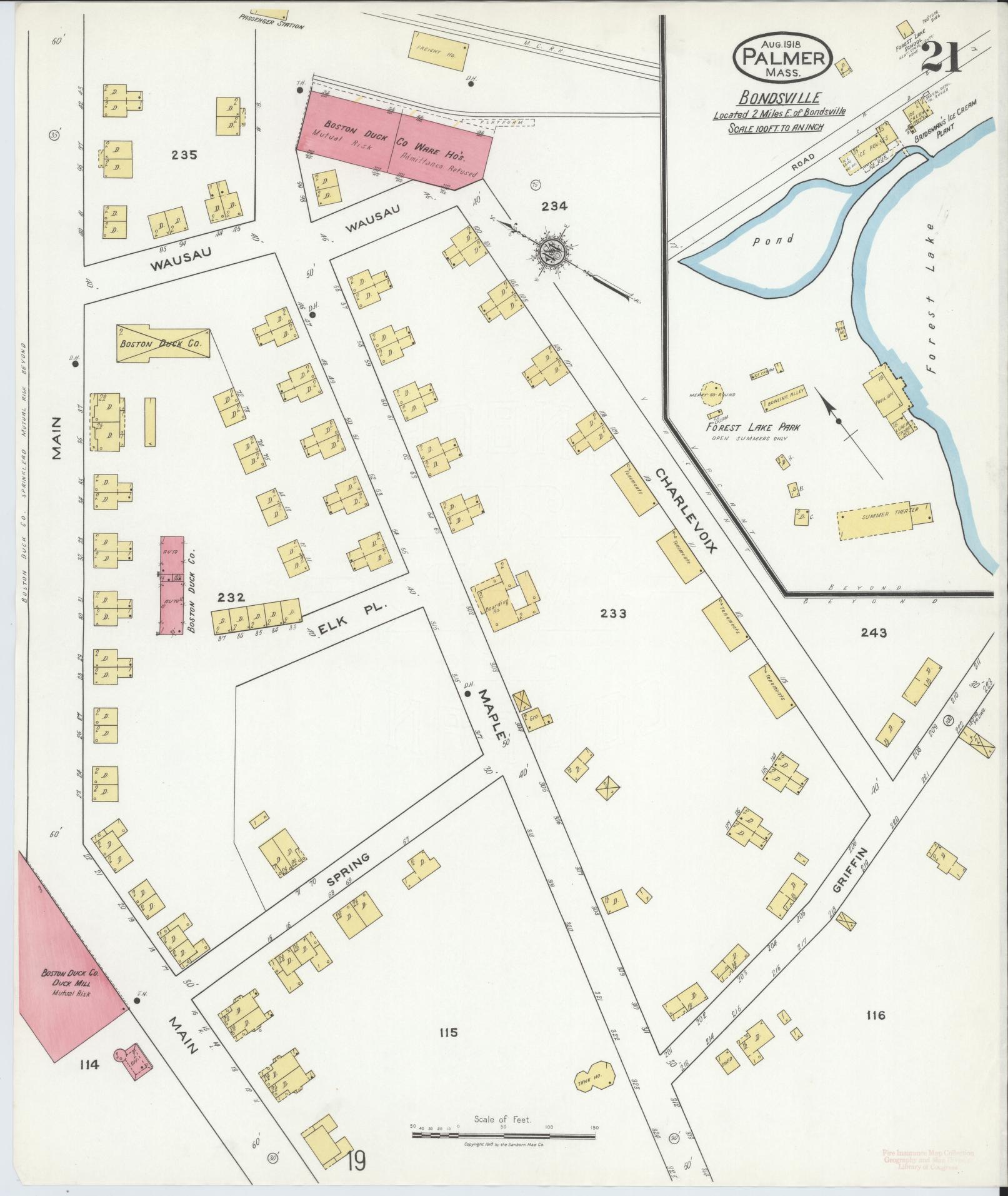 Sanborn Fire Insurance Map from Palmer, Hampden County, Massachusetts (1918), Sheet #0021 - Complete Map Set gallery image, historic Sanborn map, vintage wall art, Massachusetts Massachusetts
