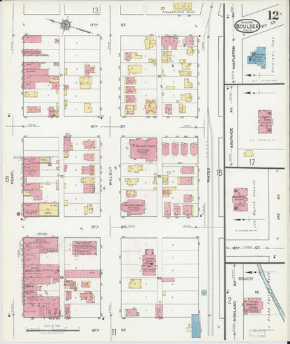 Sanborn Fire Insurance Map from Boulder, Boulder County, Colorado (1918), Sheet #0012 - Complete Map Set gallery image, historic Sanborn map, vintage wall art, Colorado Colorado