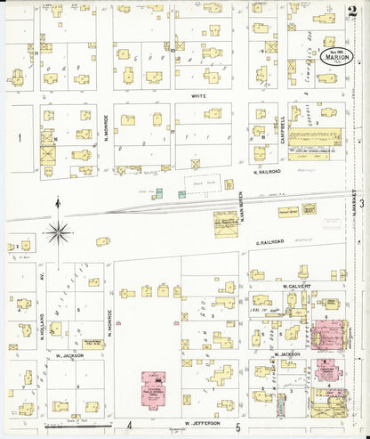 Sanborn Fire Insurance Map from Marion, Williamson County, Illinois (1906), Sheet #0002 - Historic Sanborn Fire Insurance Map Print, vintage old map wall art, antique decor, genealogy gift, Illinois Illinois map