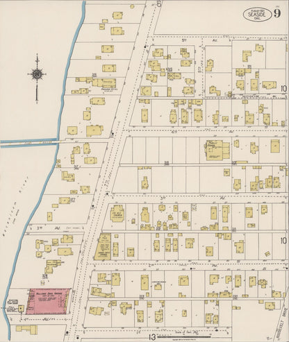 Sanborn Fire Insurance Map from Seaside, Clatsop County, Oregon (1921), Sheet #0009 - Complete Map Set gallery image, historic Sanborn map, vintage wall art, Oregon Oregon