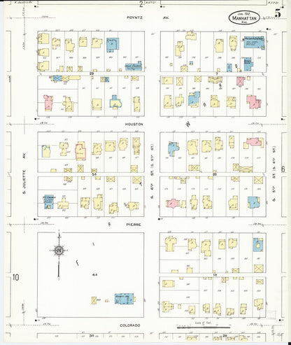 Sanborn Fire Insurance Map from Manhattan, Riley County, Kansas (1912), Sheet #0005 - Complete Map Set gallery image, historic Sanborn map, vintage wall art, Kansas Kansas