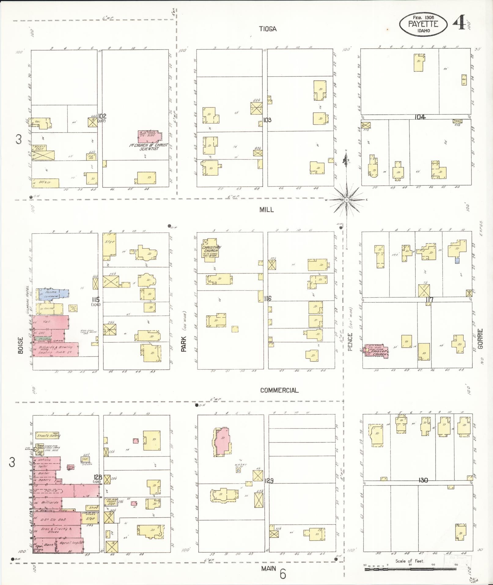 Sanborn Fire Insurance Map from Payette, Payette County, Idaho (1908), Sheet #0004 - Complete Map Set gallery image, historic Sanborn map, vintage wall art, Idaho Idaho