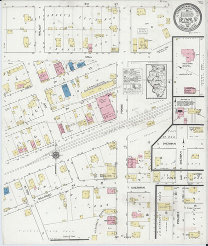 Sanborn Fire Insurance Map from Bethalto, Madison County, Illinois (1921), Sheet #0001 - Historic Sanborn Fire Insurance Map Print, vintage old map wall art, antique decor, genealogy gift, Illinois Illinois map
