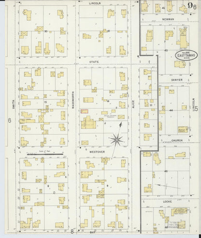 Sanborn Fire Insurance Map from East Tawas, Iosco County, Michigan (1898), Sheet #0009 - Complete Map Set gallery image, historic Sanborn map, vintage wall art, Michigan Michigan