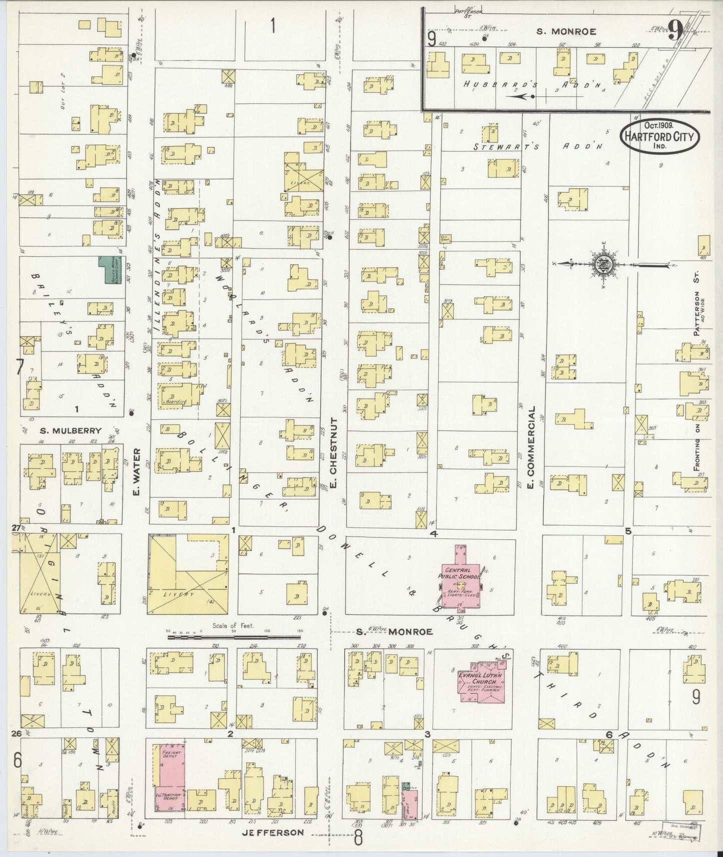 Sanborn Fire Insurance Map from Hartford City, Blackford County, Indiana (1909), Sheet #0009 - Complete Map Set gallery image, historic Sanborn map, vintage wall art, Indiana Indiana