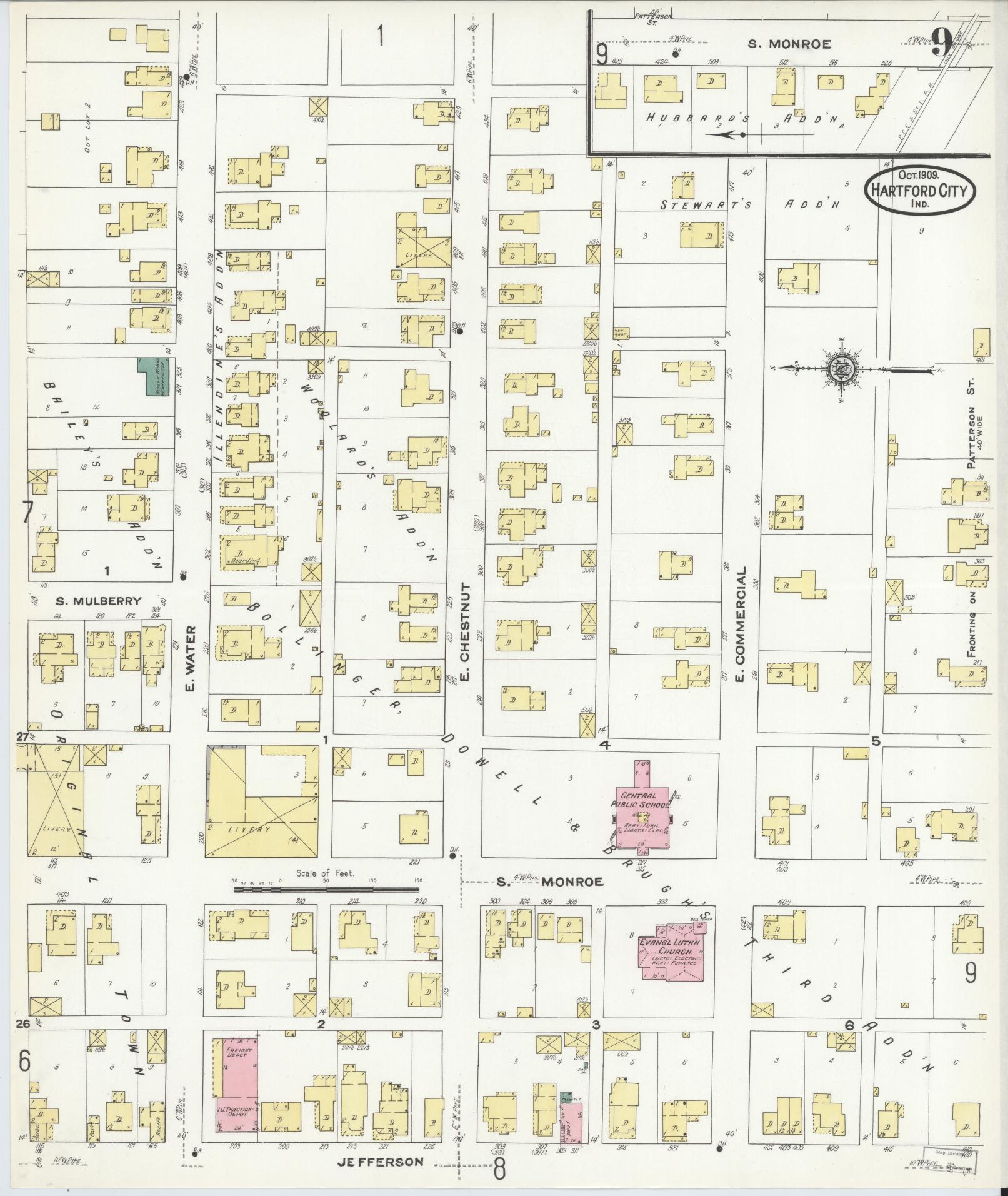 Sanborn Fire Insurance Map from Hartford City, Blackford County, Indiana (1909), Sheet #0009 - Complete Map Set gallery image, historic Sanborn map, vintage wall art, Indiana Indiana