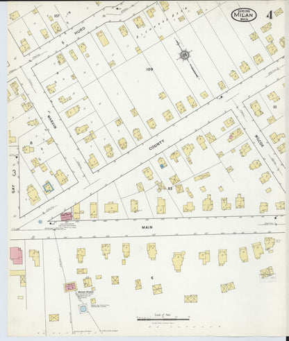 Sanborn Fire Insurance Map from Milan, Washtenaw And Monroe Counties, Michigan (1916), Sheet #0004 - Complete Map Set gallery image, historic Sanborn map, vintage wall art, Michigan Michigan
