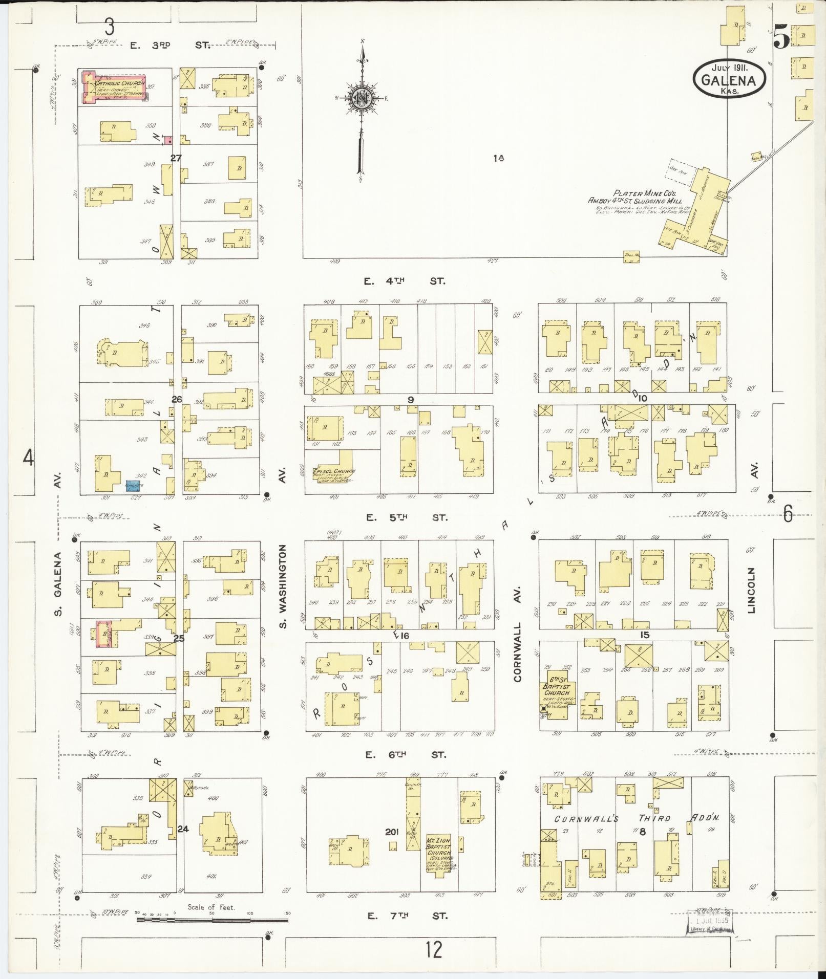 Sanborn Fire Insurance Map from Galena, Cherokee County, Kansas (1911), Sheet #0005 - Complete Map Set gallery image, historic Sanborn map, vintage wall art, Kansas Kansas