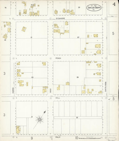 Sanborn Fire Insurance Map from San Luis Obispo, San Luis Obispo County, California (1903), Sheet #0004 - Complete Map Set gallery image, historic Sanborn map, vintage wall art, California California