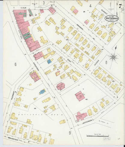 Sanborn Fire Insurance Map from Benton Harbor, Berrien County, Michigan (1905), Sheet #0007 - Complete Map Set gallery image, historic Sanborn map, vintage wall art, Michigan Michigan