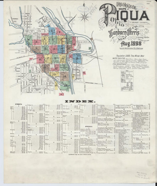 Sanborn Fire Insurance Map from Piqua, Miami County, Ohio. (1898) – Historic Sanborn Fire Insurance Map Print