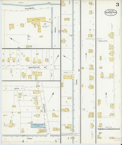 Sanborn Fire Insurance Map from New Smyrna, Valusia County, Florida (1906), Sheet #0003 - Historic Sanborn Fire Insurance Map Print, vintage old map wall art, antique decor, genealogy gift, Florida Florida map