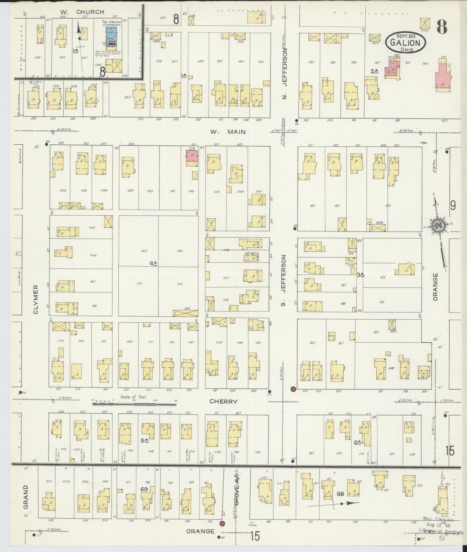 Sanborn Fire Insurance Map from Galion, Crawford County, Ohio (1913), Sheet #0008 - Complete Map Set gallery image, historic Sanborn map, vintage wall art, Ohio Ohio