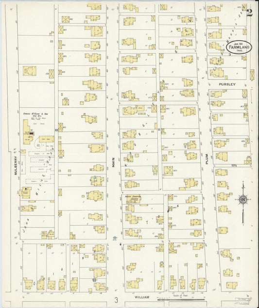 Sanborn Fire Insurance Map from Farmland, Randolph County, Indiana (1911), Sheet #0002 - Historic Sanborn Fire Insurance Map Print, vintage old map wall art, antique decor, genealogy gift, Indiana Indiana map