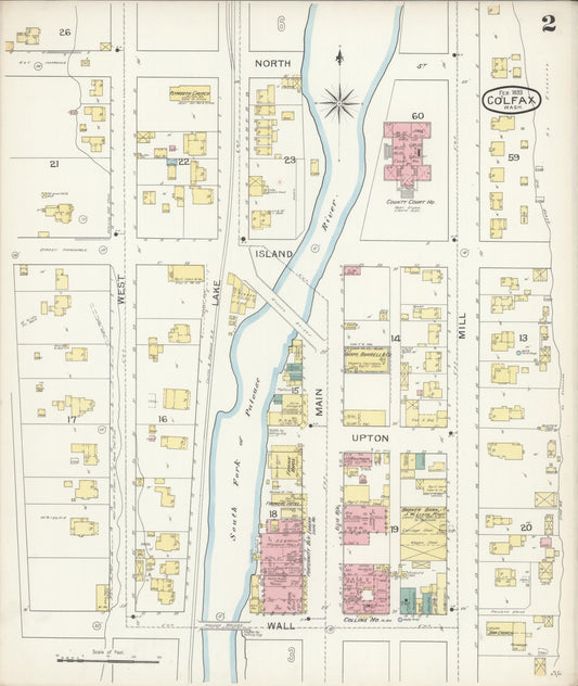 Sanborn Fire Insurance Map from Colfax, Whitman County, Washington (1893), Sheet #0002 - Historic Sanborn Fire Insurance Map Print, vintage old map wall art, antique decor, genealogy gift, Washington Washington map