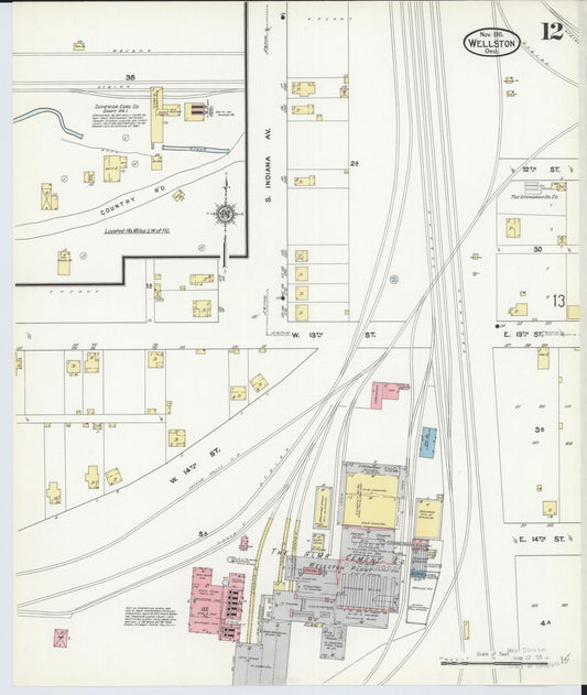 Sanborn Fire Insurance Map from Wellston, Jackson County, Ohio (1911), Sheet #0012 - Historic Sanborn Fire Insurance Map Print, vintage old map wall art, antique decor, genealogy gift, Ohio Ohio map