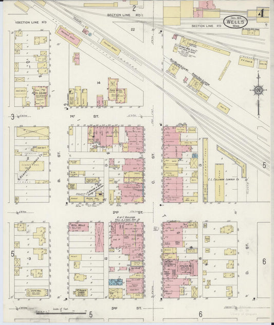 Sanborn Fire Insurance Map from Wells, Faribault County, Minnesota (1914), Sheet #0004 - Historic Sanborn Fire Insurance Map Print, vintage old map wall art, antique decor, genealogy gift, Minnesota Minnesota map