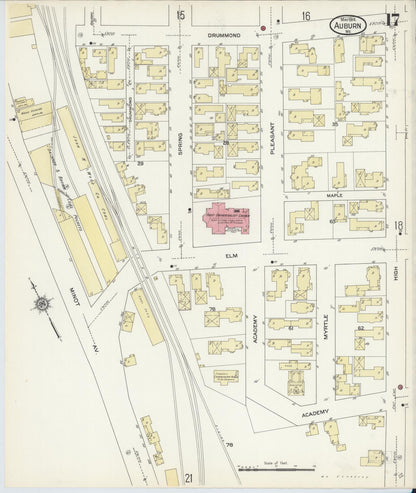 Sanborn Fire Insurance Map from Auburn, Androscoggin County, Maine (1914), Sheet #0017 - Complete Map Set gallery image, historic Sanborn map, vintage wall art, Maine Maine