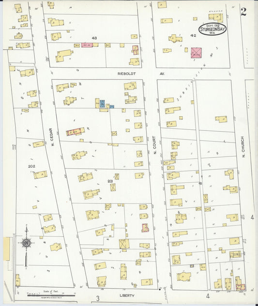 Sanborn Fire Insurance Map from Sturgeon Bay, Door County, Wisconsin (1919), Sheet #0002 - Historic Sanborn Fire Insurance Map Print, vintage old map wall art, antique decor, genealogy gift, Wisconsin Wisconsin map