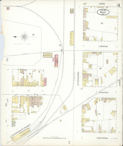 Sanborn Fire Insurance Map from Naco, Cochise County, Arizona (1904), Sheet #0004 - Complete Map Set gallery image, historic Sanborn map, vintage wall art, Arizona Arizona