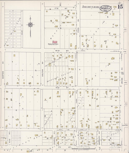 Sanborn Fire Insurance Map from Bemidji, Beltrami County, Minnesota (1922), Sheet #0015 - Complete Map Set gallery image, historic Sanborn map, vintage wall art, Minnesota Minnesota