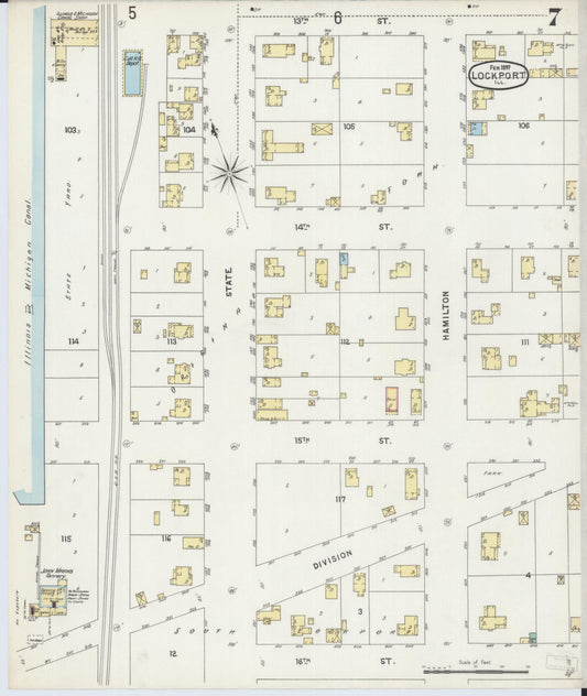 Sanborn Fire Insurance Map from Lockport, Will County, Illinois (1897), Sheet #0007 - Historic Sanborn Fire Insurance Map Print, vintage old map wall art, antique decor, genealogy gift, Illinois Illinois map