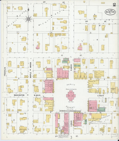 Sanborn Fire Insurance Map from Benton, Franklin County, Illinois (1900), Sheet #0002 - Historic Sanborn Fire Insurance Map Print, vintage old map wall art, antique decor, genealogy gift, Illinois Illinois map
