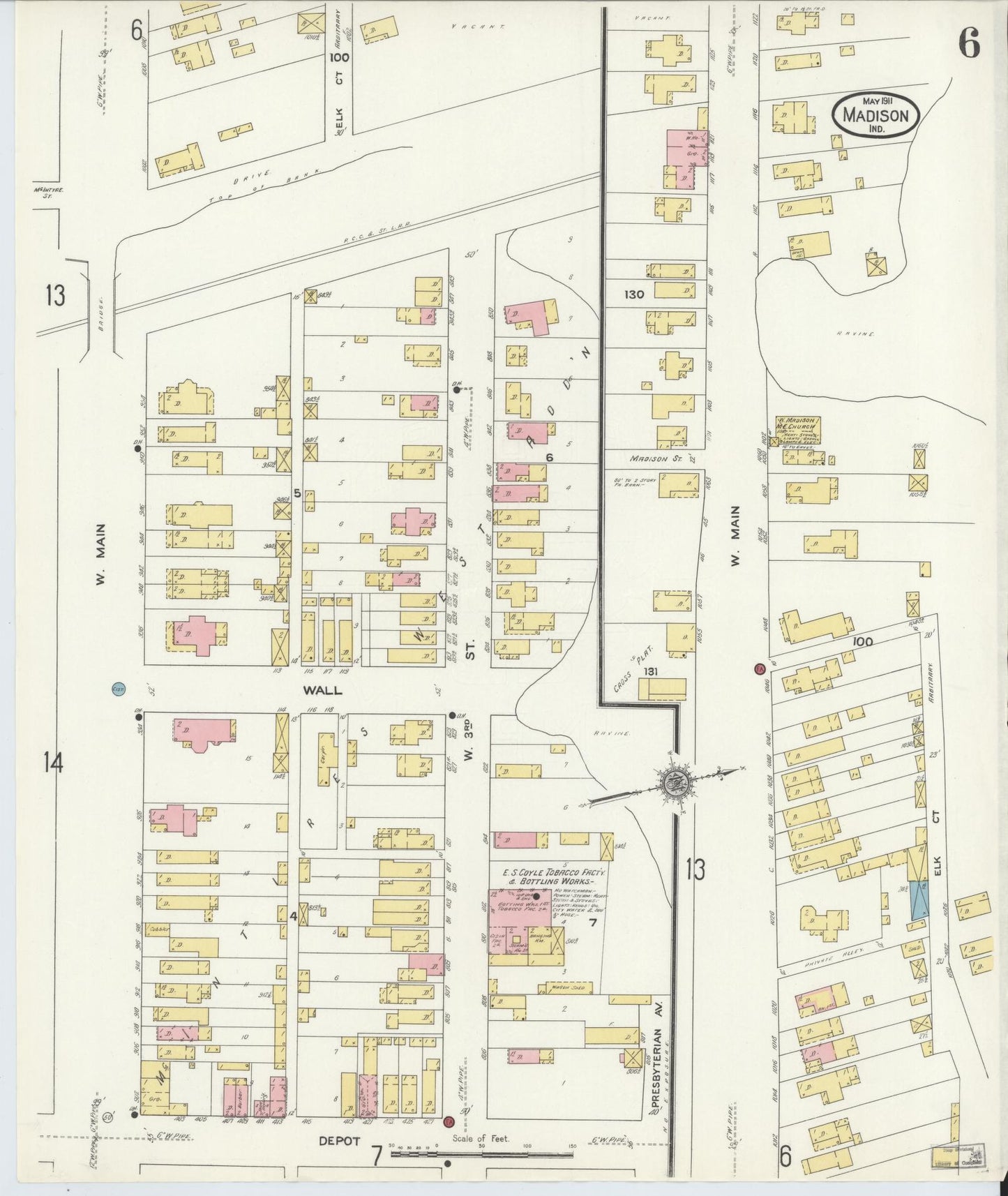 Sanborn Fire Insurance Map from Madison, Jefferson County, Indiana (1911), Sheet #0006 - Complete Map Set gallery image, historic Sanborn map, vintage wall art, Indiana Indiana