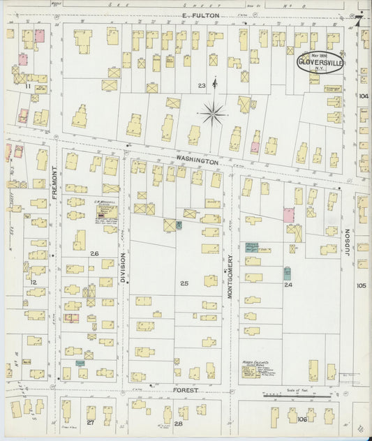Sanborn Fire Insurance Map from Gloversville, Fulton County, New York (1892), Sheet #0007 - Historic Sanborn Fire Insurance Map Print, vintage old map wall art, antique decor, genealogy gift, New York New York map