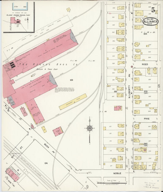 Sanborn Fire Insurance Map from Alliance, Stark County, Ohio (1921), Sheet #0005 - Historic Sanborn Fire Insurance Map Print, vintage old map wall art, antique decor, genealogy gift, Ohio Ohio map