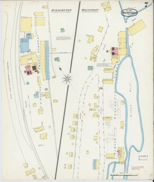 Sanborn Fire Insurance Map from Rosendale, Ulster County, New York (1892), Sheet #0007 - Historic Sanborn Fire Insurance Map Print, vintage old map wall art, antique decor, genealogy gift, New York New York map