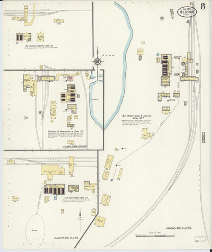 Sanborn Fire Insurance Map from Herrin, Williamson County, Illinois (1909), Sheet #0008 - Historic Sanborn Fire Insurance Map Print, vintage old map wall art, antique decor, genealogy gift, Illinois Illinois map
