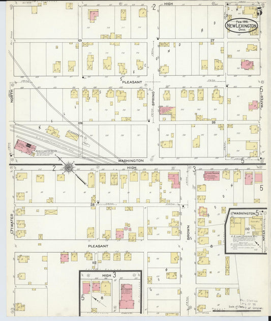 Sanborn Fire Insurance Map from New Lexington, Perry County, Ohio (1916), Sheet #0005 - Historic Sanborn Fire Insurance Map Print, vintage old map wall art, antique decor, genealogy gift, Ohio Ohio map