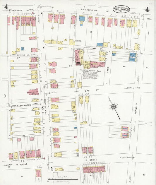 Sanborn Fire Insurance Map from Shillington, Berks County, Pennsylvania (1928), Sheet #0004 - Historic Sanborn Fire Insurance Map Print, vintage old map wall art, antique decor, genealogy gift, Pennsylvania Pennsylvania map