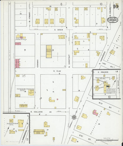 Sanborn Fire Insurance Map from Conway, Faulkner County, Arkansas (1919), Sheet #0010 - Complete Map Set gallery image, historic Sanborn map, vintage wall art, Arkansas Arkansas