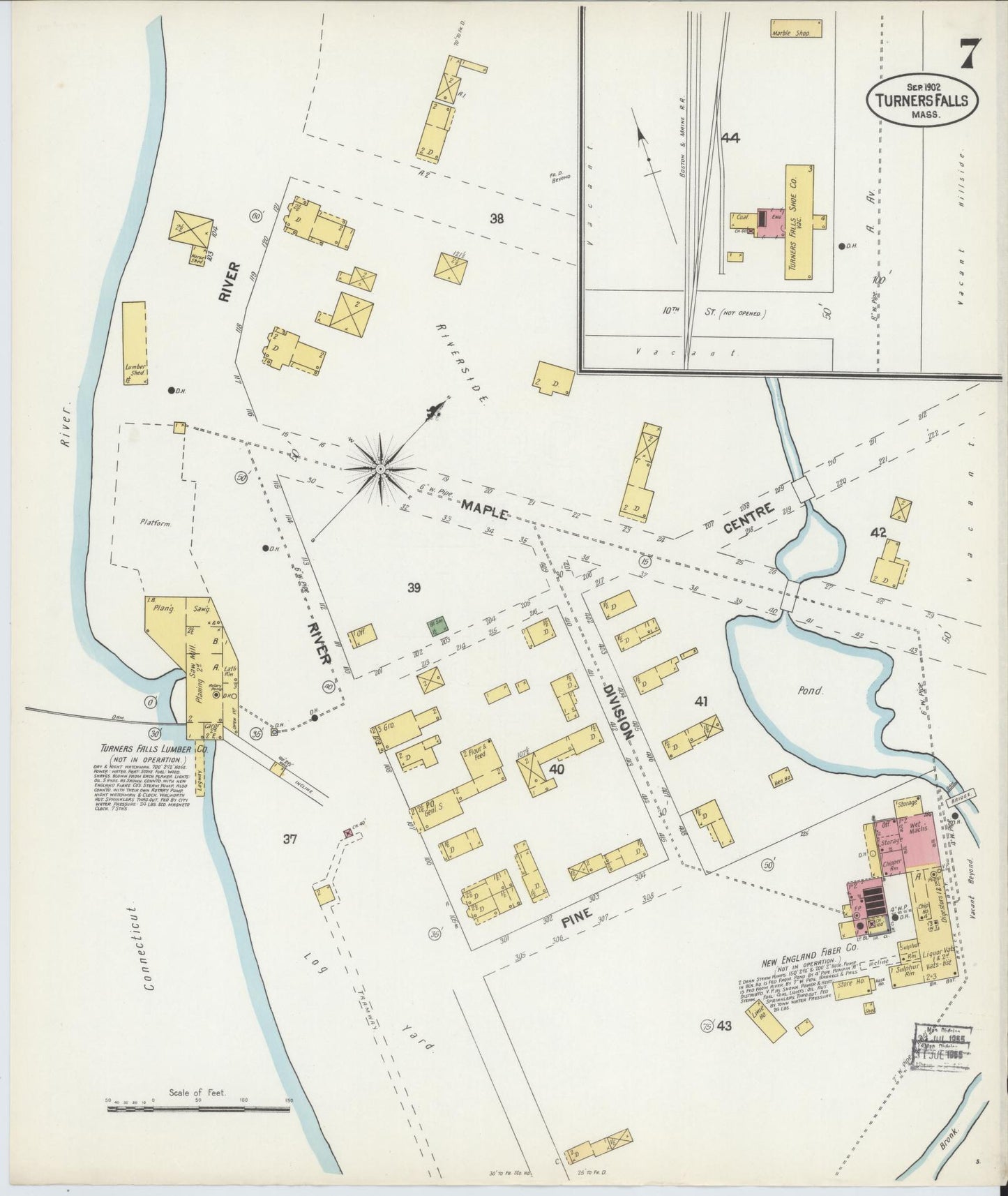 Sanborn Fire Insurance Map from Turners Falls, Franklin County, Massachusetts (1902), Sheet #0007 - Complete Map Set gallery image, historic Sanborn map, vintage wall art, Massachusetts Massachusetts
