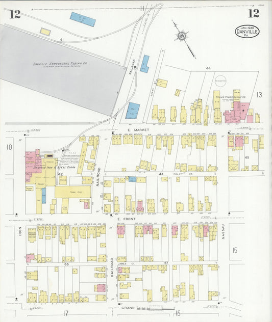 Sanborn Fire Insurance Map from Danville, Montour County, Pennsylvania (1930), Sheet #0012 - Historic Sanborn Fire Insurance Map Print, vintage old map wall art, antique decor, genealogy gift, Pennsylvania Pennsylvania map
