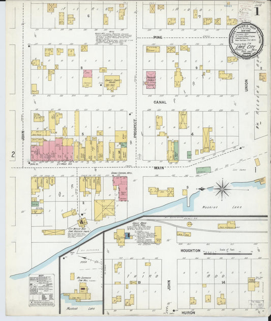 Sanborn Fire Insurance Map from Lake City, Missaukee County, Michigan (1900), Sheet #0001 - Historic Sanborn Fire Insurance Map Print, vintage old map wall art, antique decor, genealogy gift, Michigan Michigan map