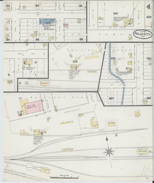 Sanborn Fire Insurance Map from Falls City, Richardson County, Nebraska (1889), Sheet #0004 - Historic Sanborn Fire Insurance Map Print, vintage old map wall art, antique decor, genealogy gift, Nebraska Nebraska map