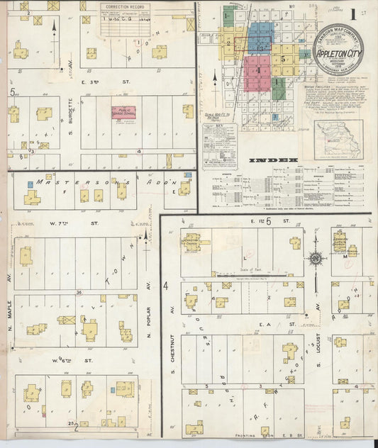 Sanborn Fire Insurance Map from Appleton City, Saint Clair County, Missouri (1935), Sheet #0001 - Historic Sanborn Fire Insurance Map Print, vintage old map wall art, antique decor, genealogy gift, Missouri Missouri map